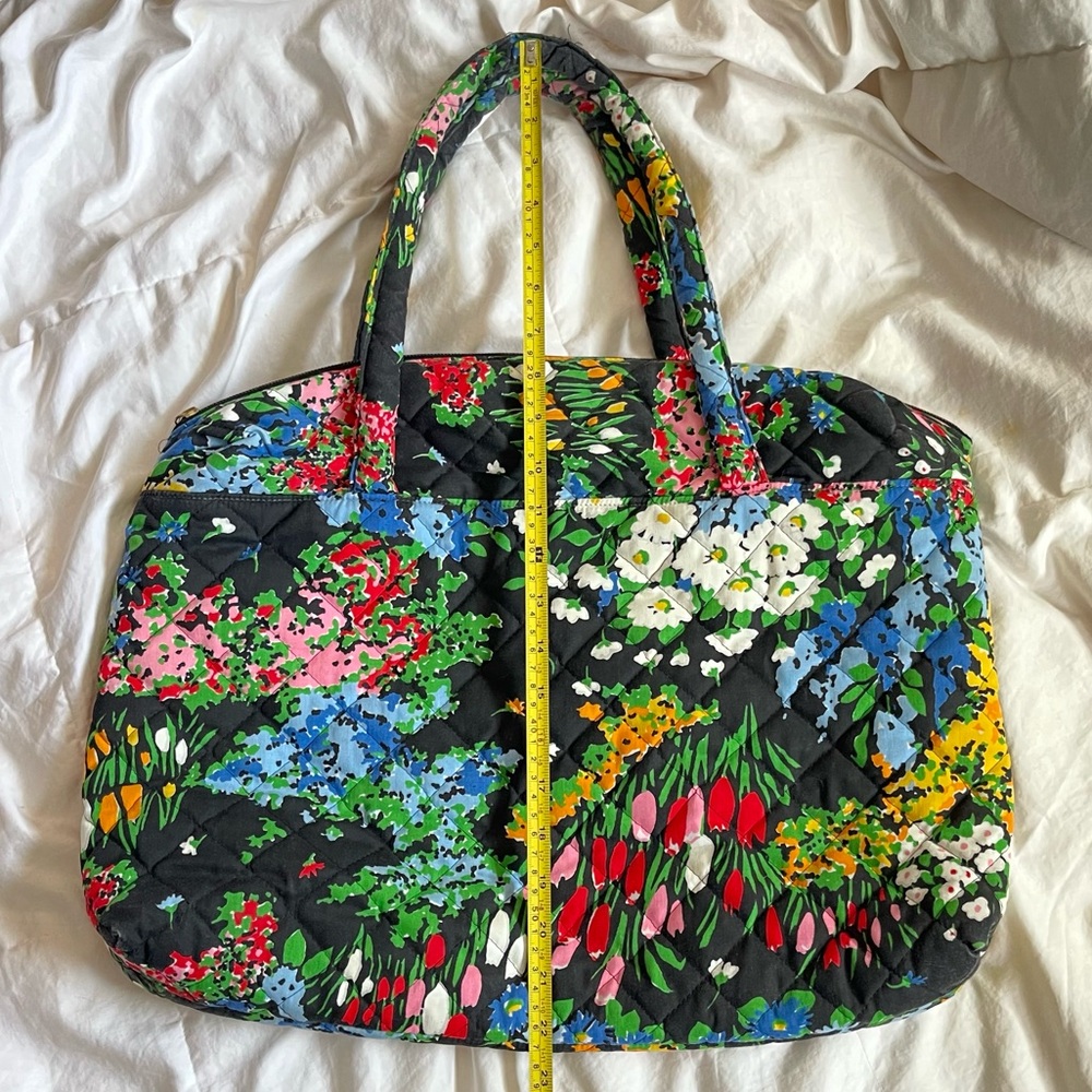 Valerie Barad Vintage Quilted Floral Bag Purse Black with Colorful Flowers - Picture 2 of 6